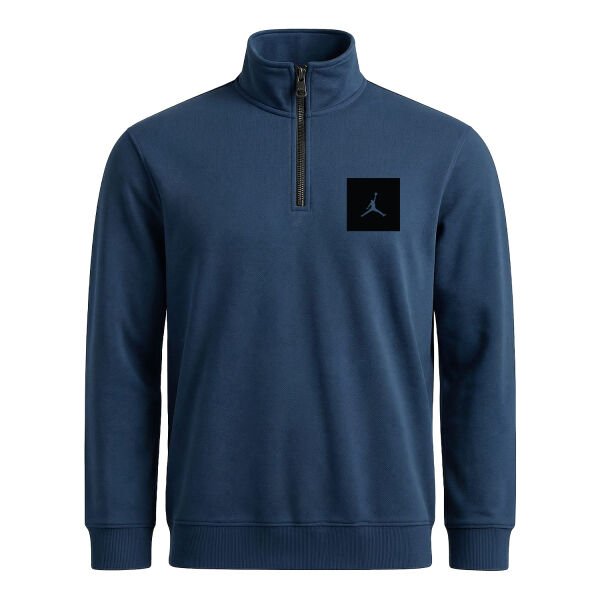 Air Jordan Black Patch Yarım Fermuarlı Sweatshirt XL - İndigo Mavisi