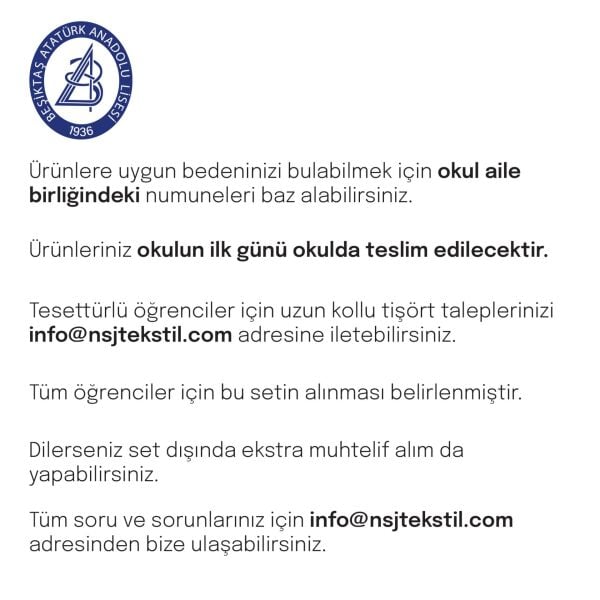 Beşiktaş Atatürk Anadolu Lisesi 2025-26 Siyah Eşofman Altı (Opsiyonel)