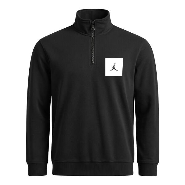 Air Jordan White Patch Yarım Fermuarlı Sweatshirt S - Siyah