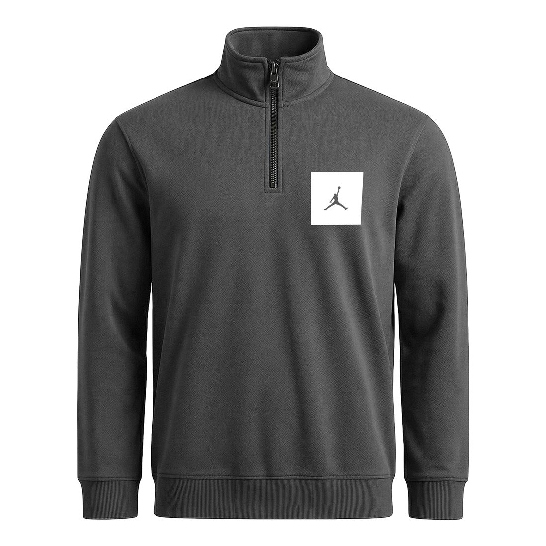 Air Jordan White Patch Yarım Fermuarlı Sweatshirt S - Füme