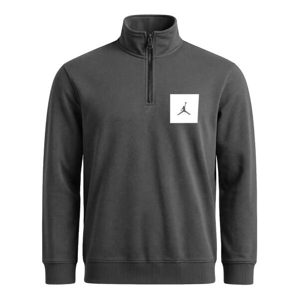 Air Jordan White Patch Yarım Fermuarlı Sweatshirt S - Füme