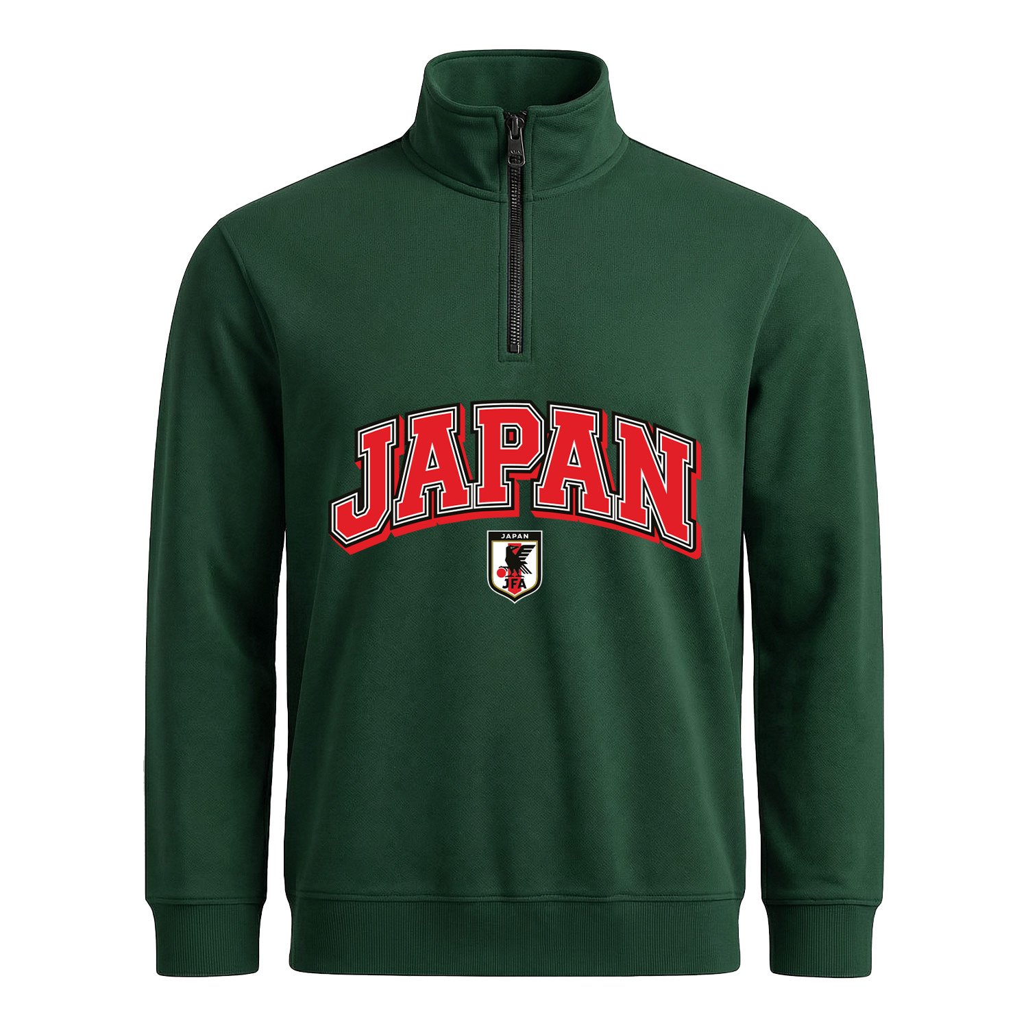 Japonya 2026 Varsity Yarım Fermuarlı Sweatshirt M - Nefti Yeşili