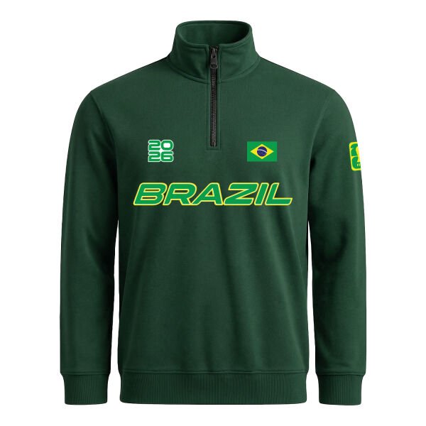 Brezilya 2026 Yarım Fermuarlı Sweatshirt XL - Nefti Yeşili