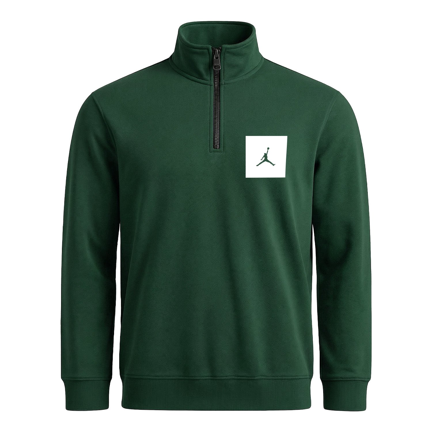 Air Jordan White Patch Yarım Fermuarlı Sweatshirt M - Nefti Yeşili