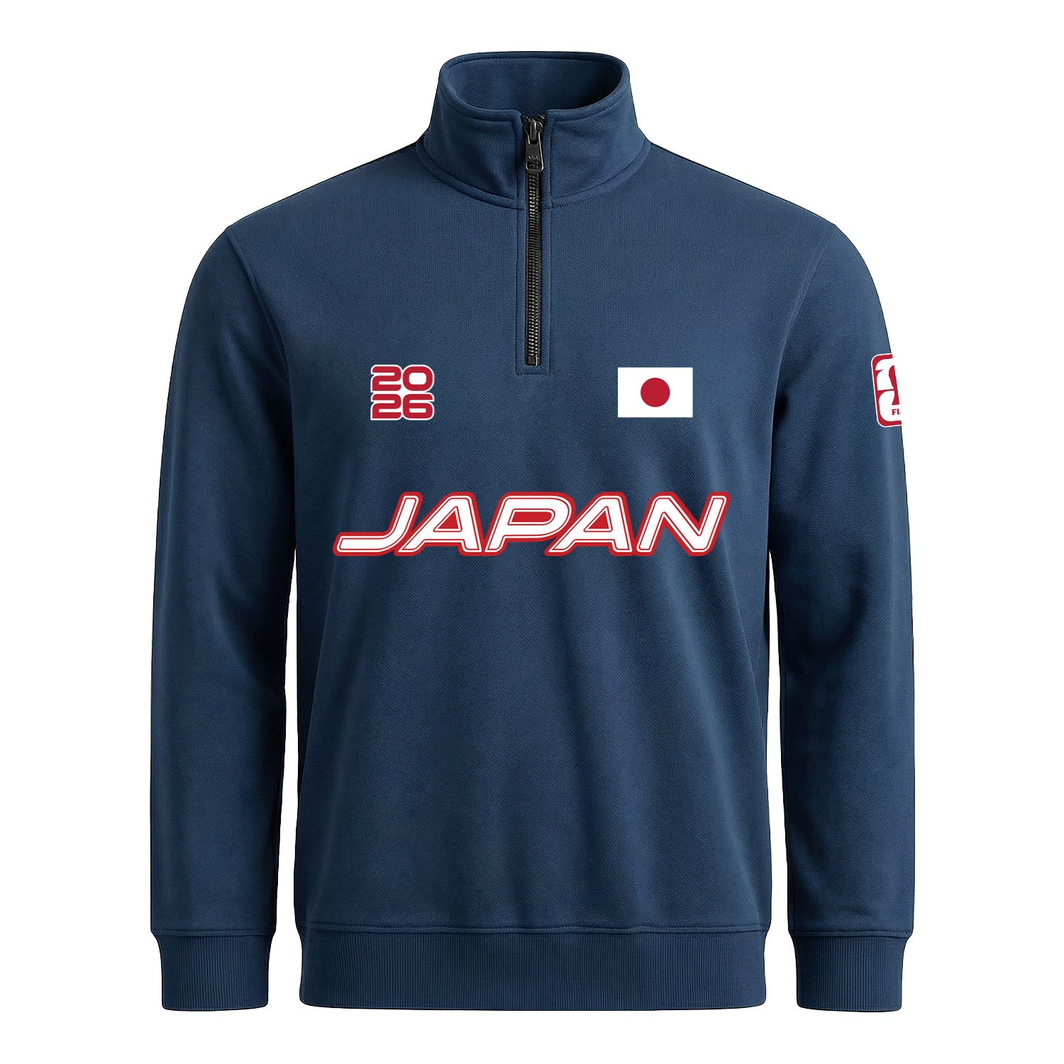 Japonya 2026 Yarım Fermuarlı Sweatshirt XL - İndigo Mavisi