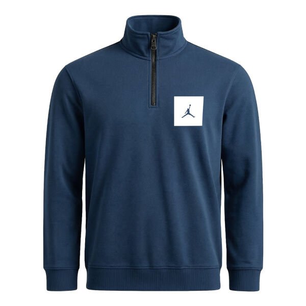 Air Jordan White Patch Yarım Fermuarlı Sweatshirt M - İndigo Mavisi