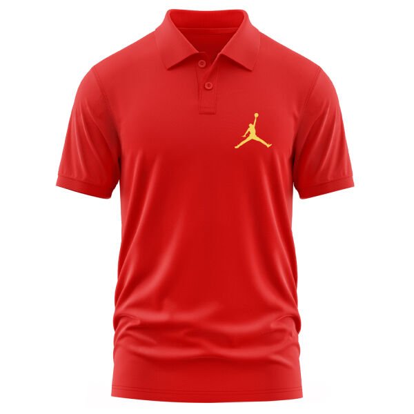 Air Jordan Gold Stroked Polo Tişört S - Kırmızı