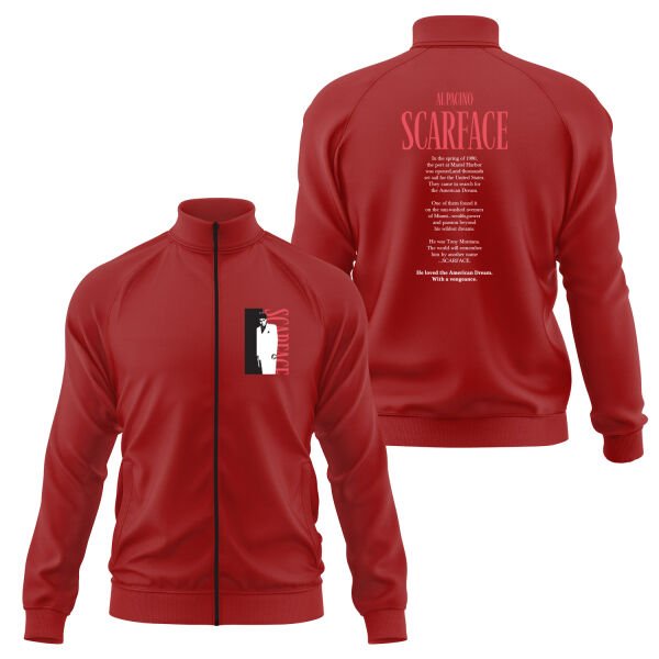 Scarface Al Pacino Fermuarlı Sweatshirt L - Kırmızı