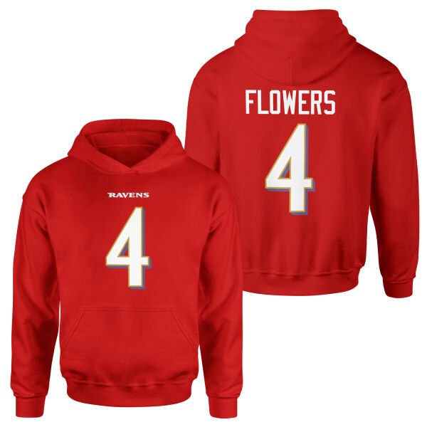 Zay Flowers Baltimore Ravens Hoodie S - Kırmızı