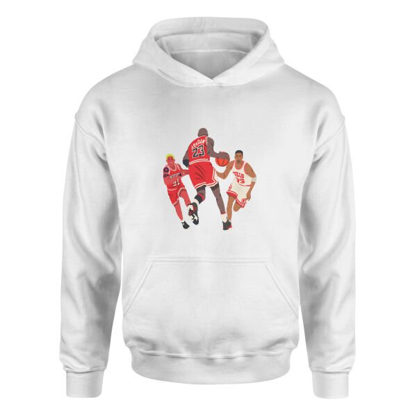 Jordan, Pippen, Rodman Hoodie L - Beyaz