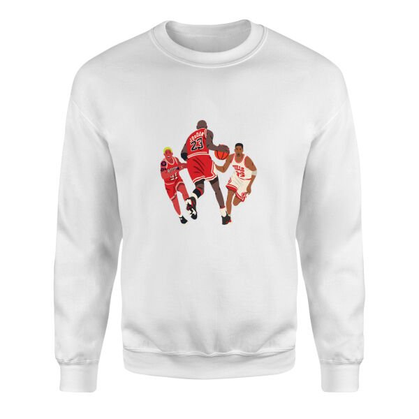 Jordan, Pippen, Rodman Sweatshirt L - Beyaz