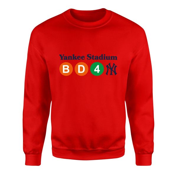 NYC 161 St- Yankee Stadium Subway Station  Sweatshirt S - Kırmızı