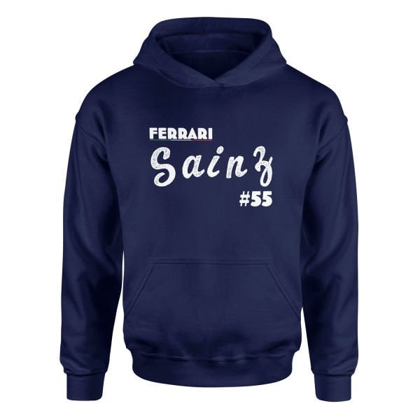 Carlos Sainz Cursive Illustration Hoodie L - İndigo Mavisi