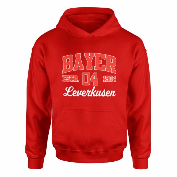 Bayer 04 Leverkusen 04 ESTD. 1904 Hoodie S - Kırmızı