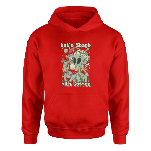 Let’s Start With Coffee Hoodie L - Kırmızı