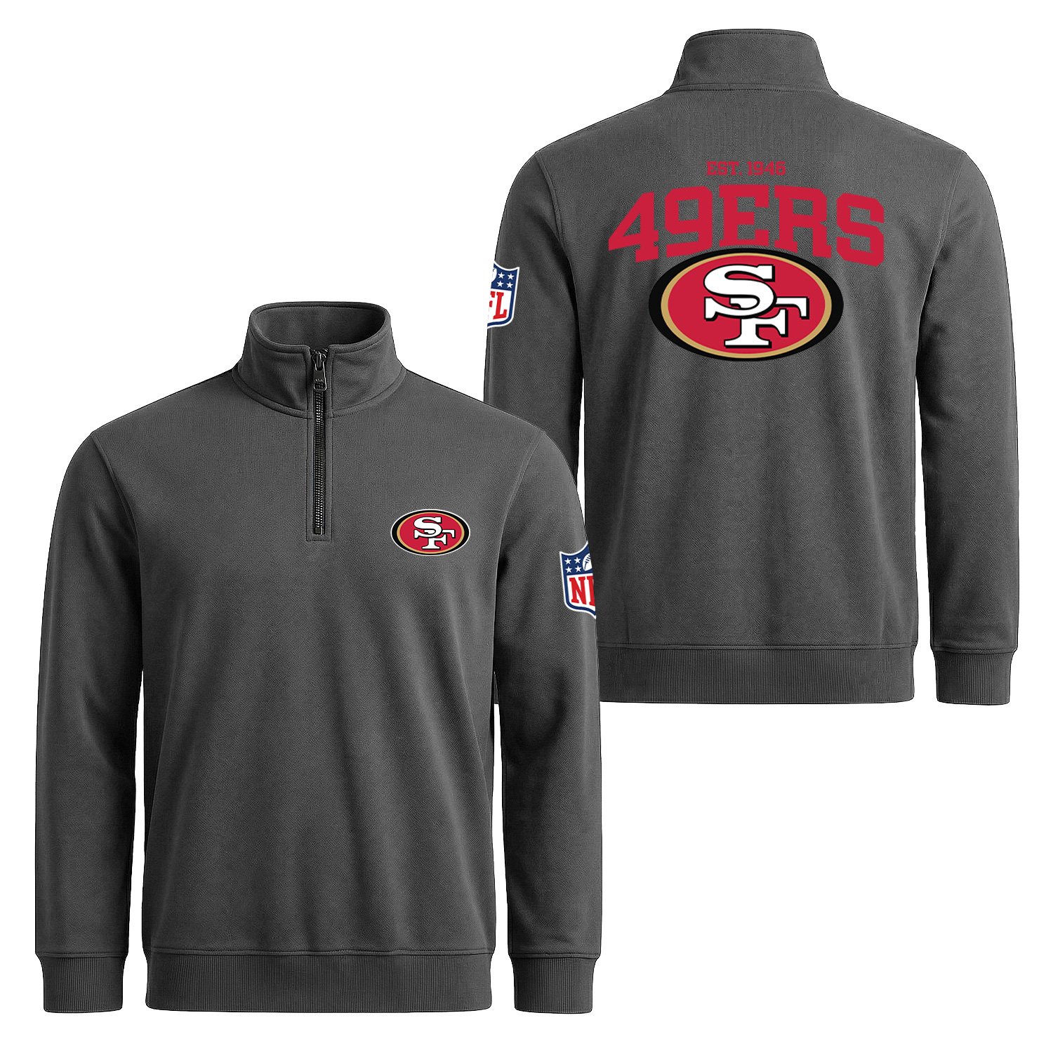 San Francisco 49ERS SE Yarım Fermuarlı Sweatshirt XL - Füme