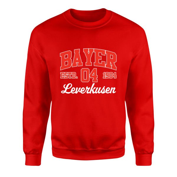 Bayer 04 Leverkusen 04 ESTD. 1904 Sweatshirt M - Kırmızı