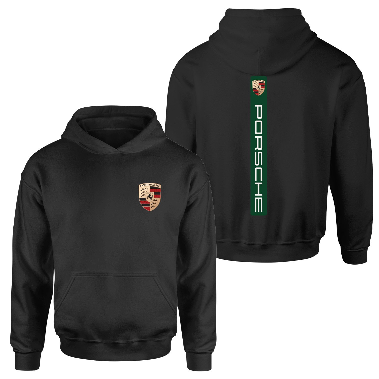 Porsche V Graphic Irish Green Hoodie XL - Siyah