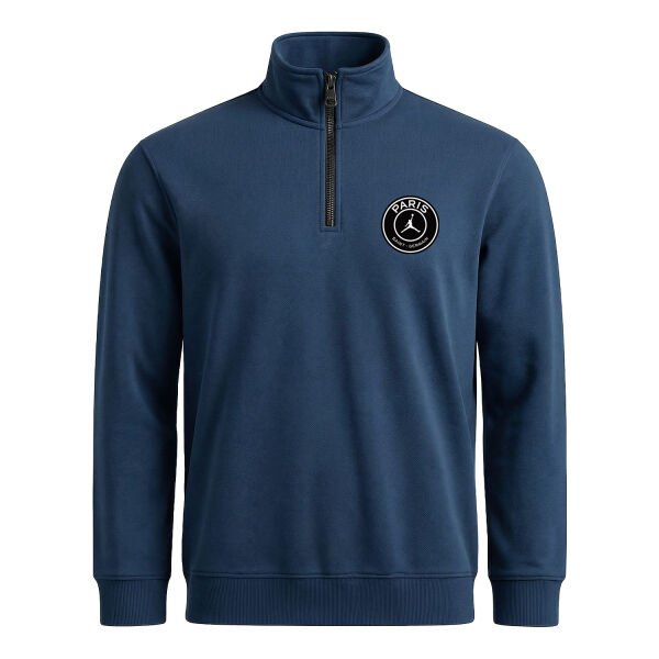 PSG X Air Jordan Yarım Fermuarlı Sweatshirt S - İndigo Mavisi