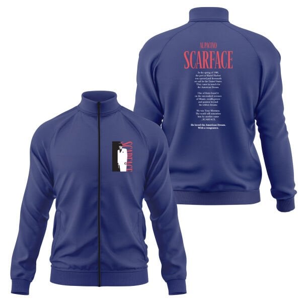 Scarface Al Pacino Fermuarlı Sweatshirt L - İndigo Mavisi