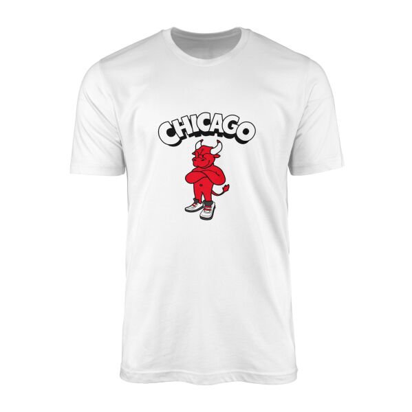 Chicago Cartoon Tişört XL - Beyaz
