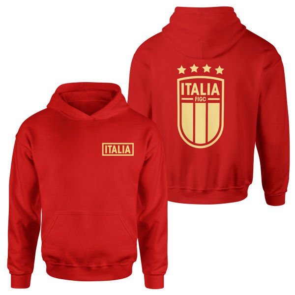 İtalya Futbol Takımı Gold Edition Hoodie XL - Kırmızı
