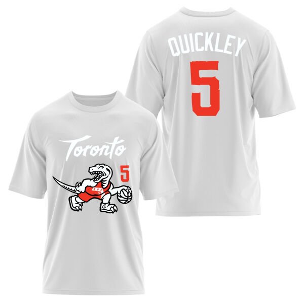 Immanuel Quickley 5 City Edition Raptors Oversize Tişört L - Beyaz