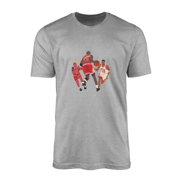 Jordan, Pippen, Rodman Tişört L - Gri