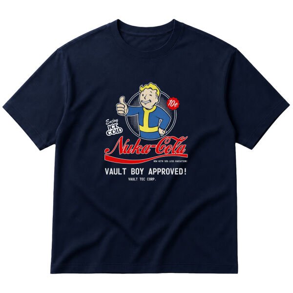 Vault-Boy Approved Nuka-Cola | Fallout Oversize Tişört M - İndigo Mavisi