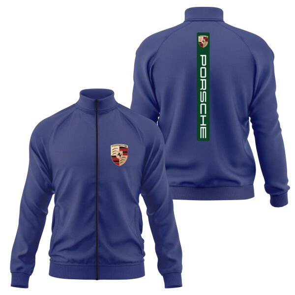 Porsche V Graphic Irish Green Fermuarlı Sweatshirt XL - İndigo Mavisi