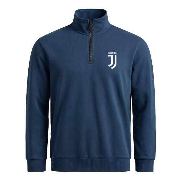 Juventus White Yarım Fermuarlı Sweatshirt XL - İndigo Mavisi