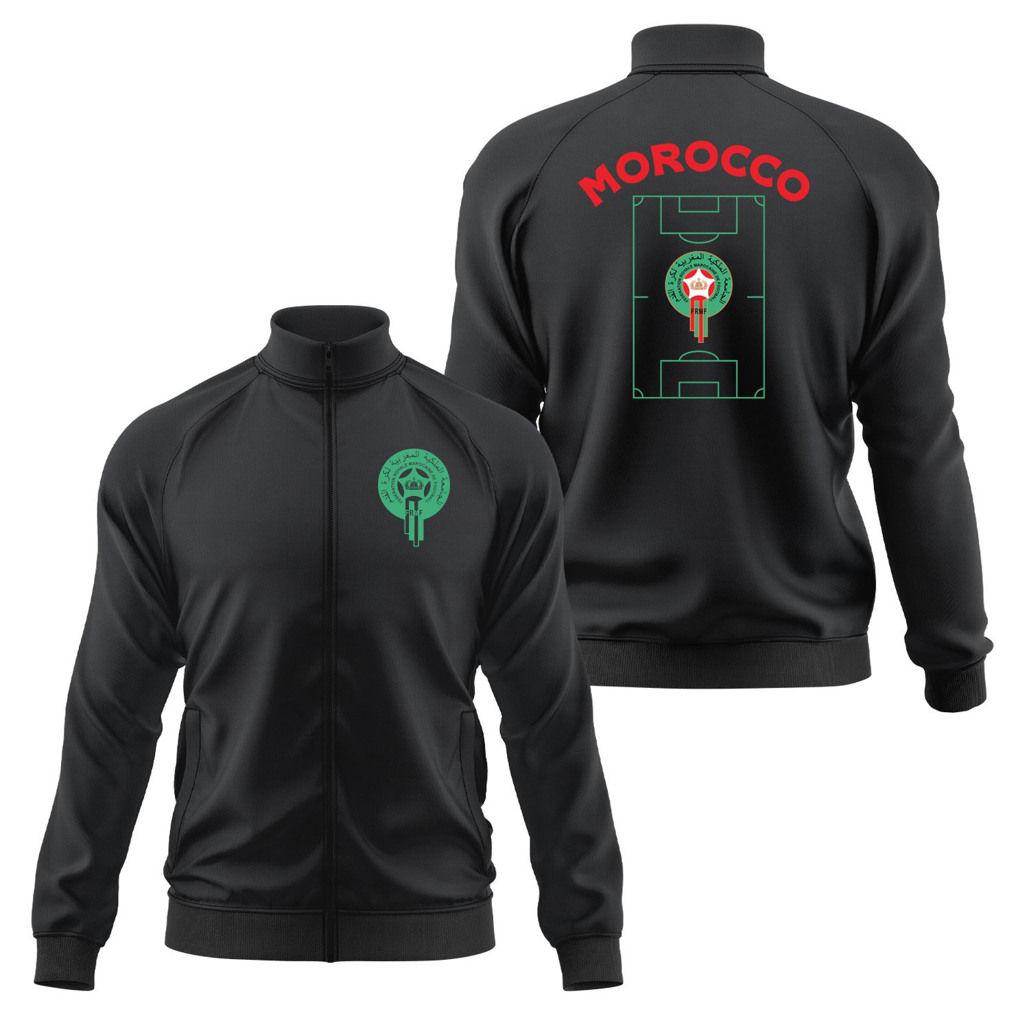 Fas Dünya Kupası 2026 Fermuarlı Sweatshirt L - Siyah