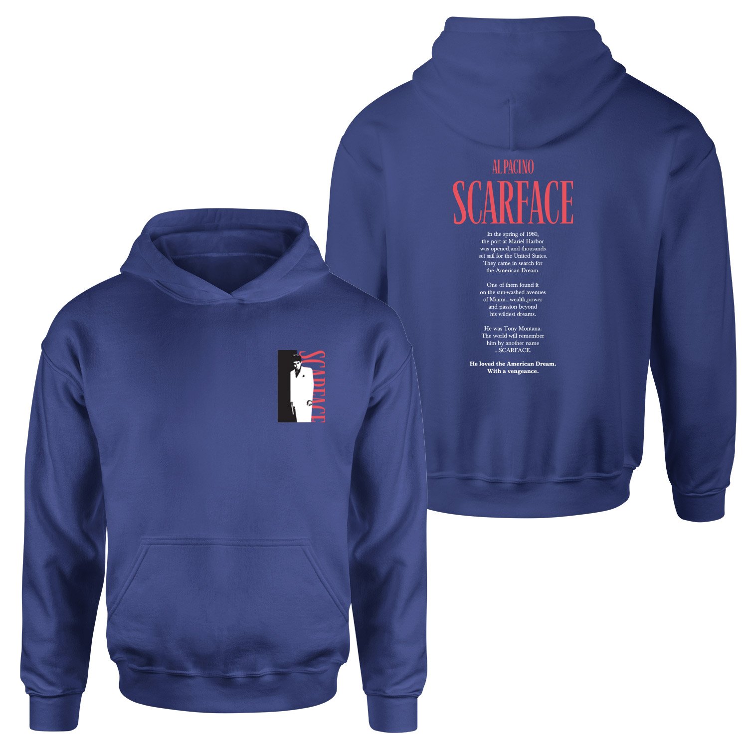 Scarface Al Pacino Hoodie XXL - İndigo Mavisi