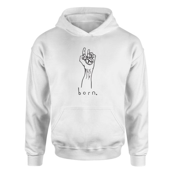 born. Hoodie L - Beyaz