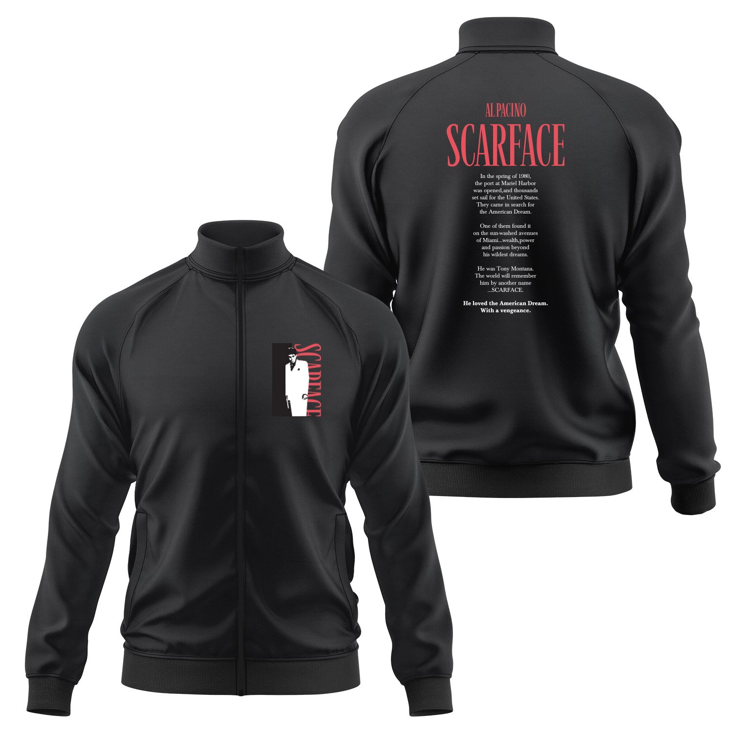 Scarface Al Pacino Fermuarlı Sweatshirt XL - Siyah