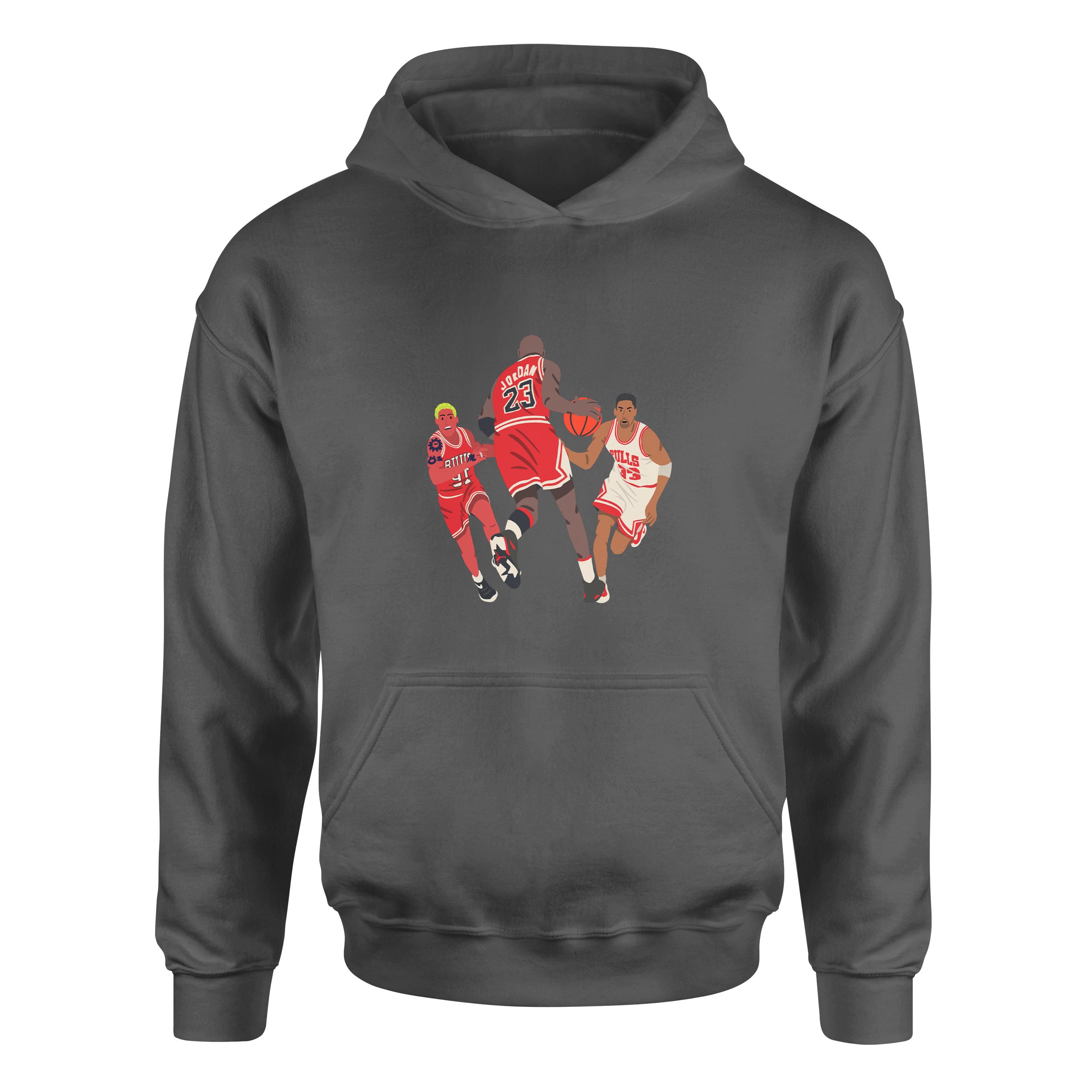 Jordan, Pippen, Rodman Hoodie M - Füme