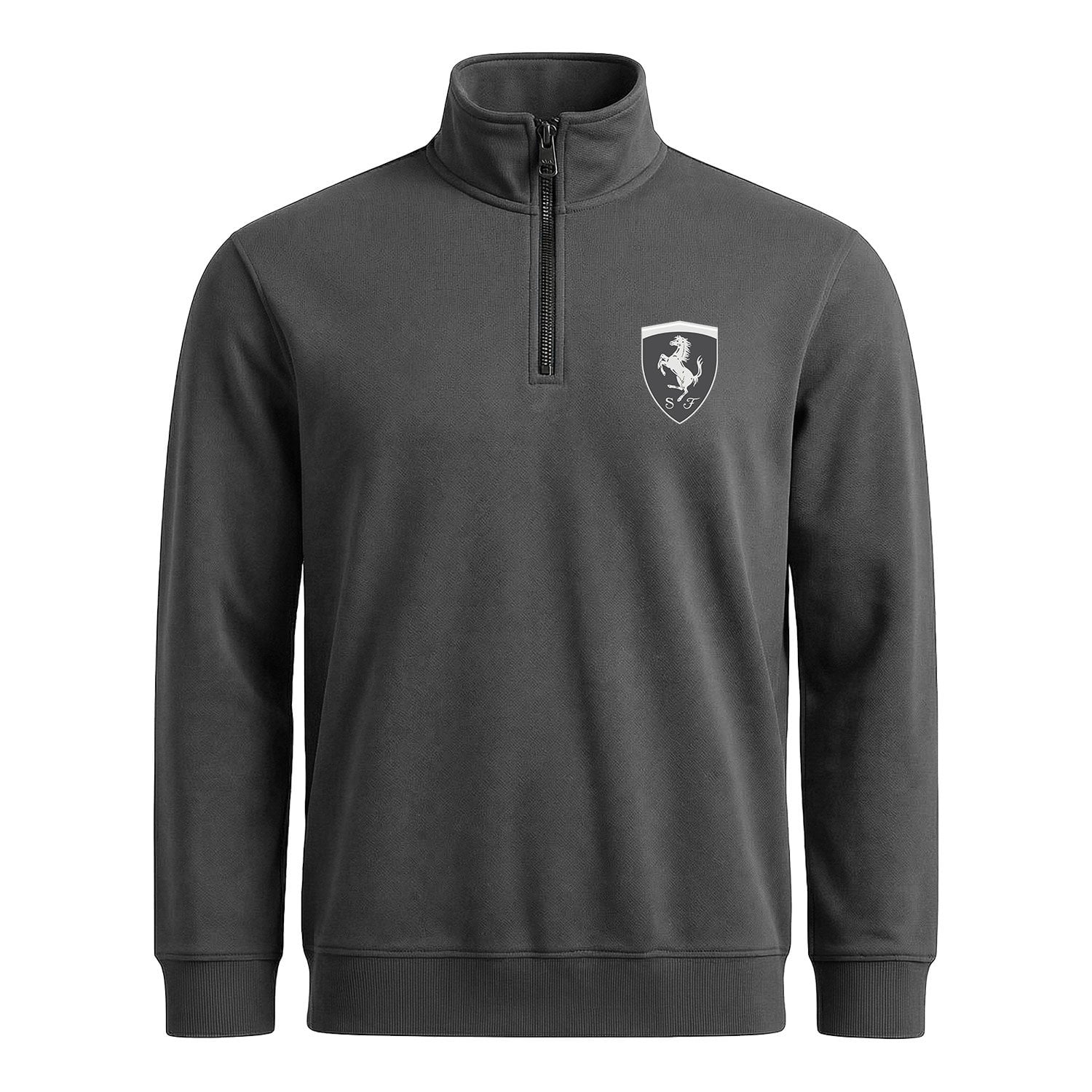 Scuderia Ferrari Muted Black Yarım Fermuarlı Sweatshirt L - Füme