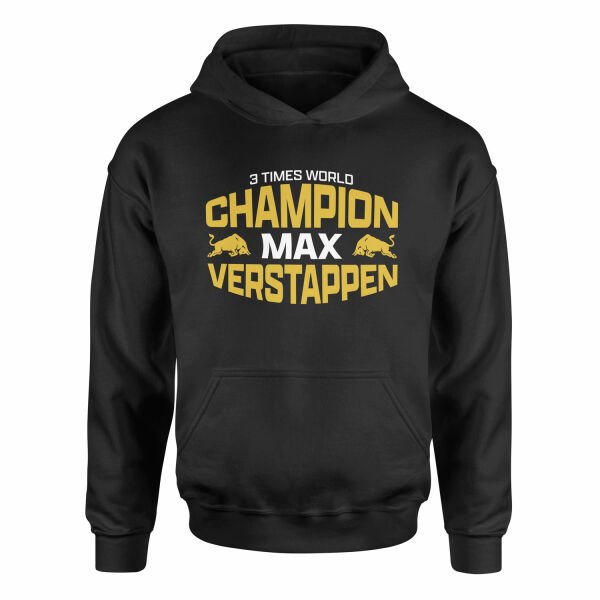 Max Verstappen 3 Times World Champion Hoodie XXL - Siyah