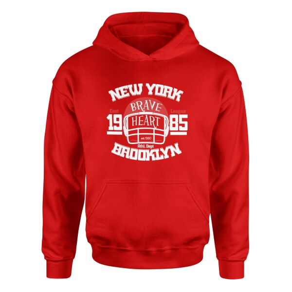 New York Brave Hart BKLYN Hoodie M - Kırmızı