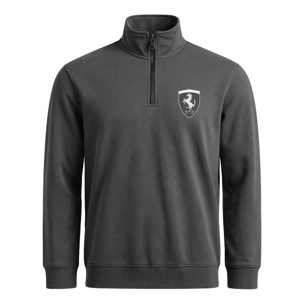 Scuderia Ferrari Muted Black Yarım Fermuarlı Sweatshirt XL - Füme