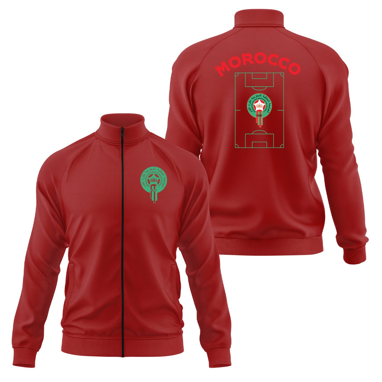 Fas Dünya Kupası 2026 Fermuarlı Sweatshirt M - Kırmızı