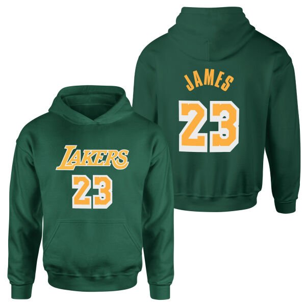 LeBron James 23 Lakers White Hoodie L - Nefti Yeşili