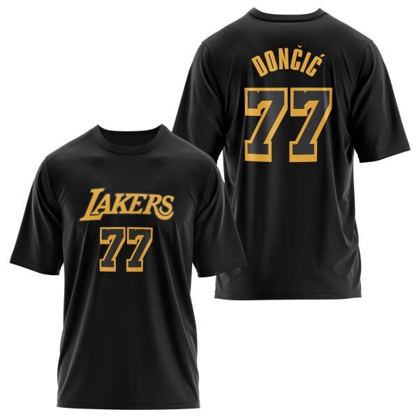 Luka Doncic 77 Lakers Black Oversize Tişört