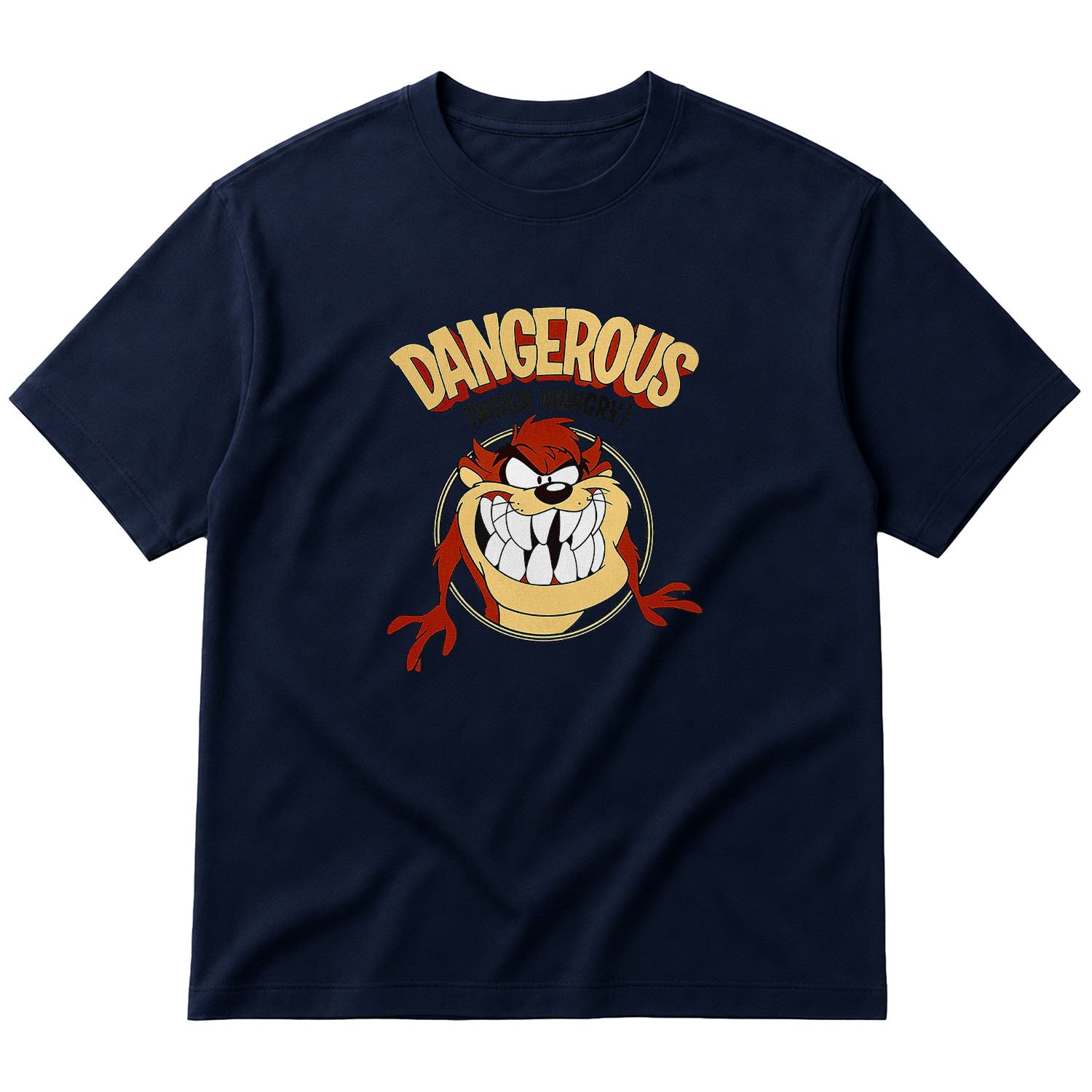 Taz Dangerous When Hungry Oversize Tişört XL - İndigo Mavisi