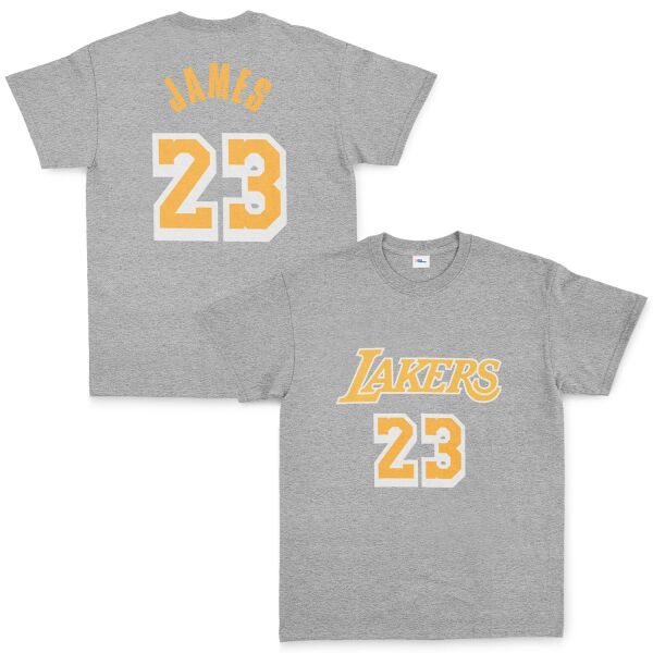 LeBron James 23 Lakers White Tişört M - Gri