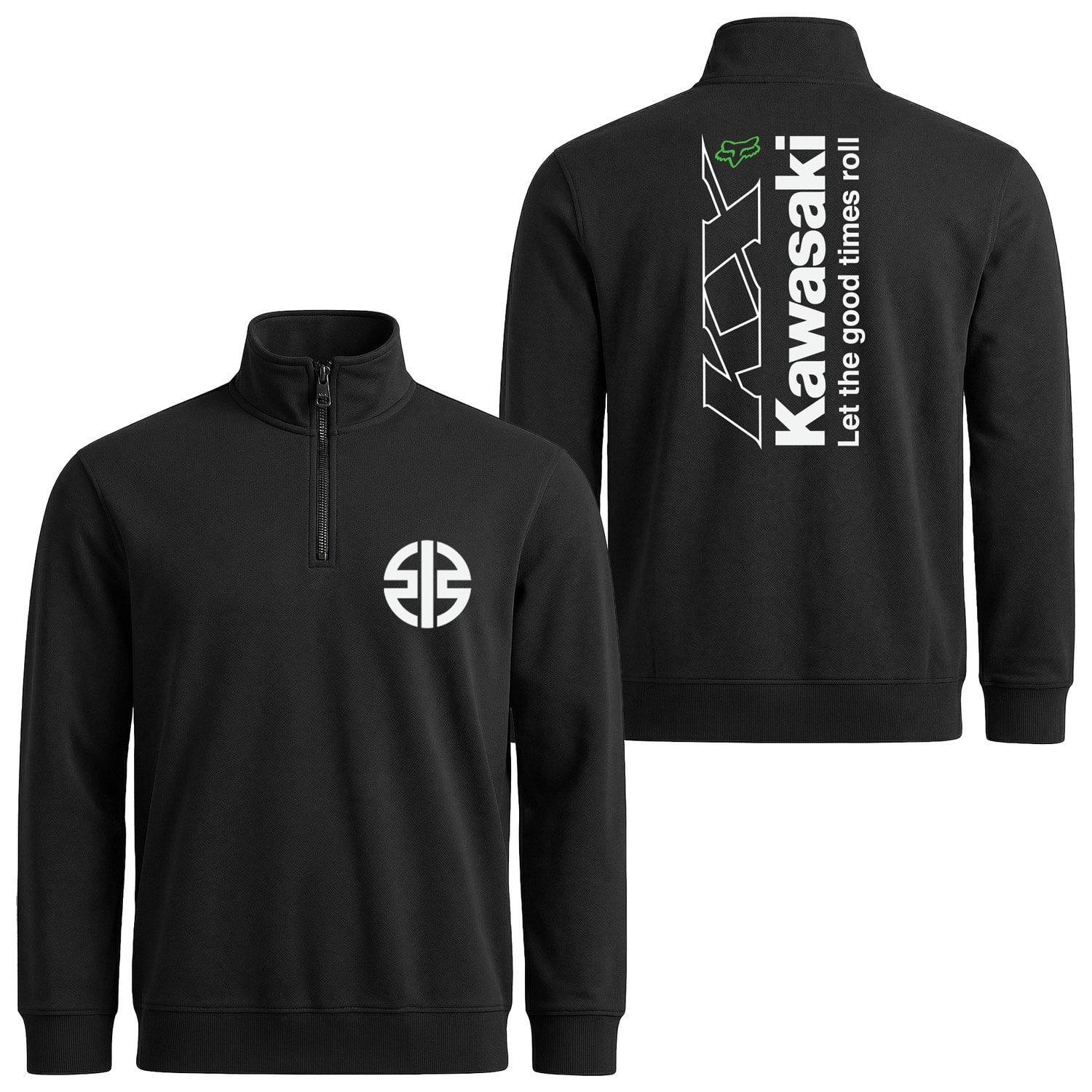 Kawasaki KX FOX Let The Good Times Roll Yarım Fermuarlı Sweatshirt S - Siyah | OUTLET