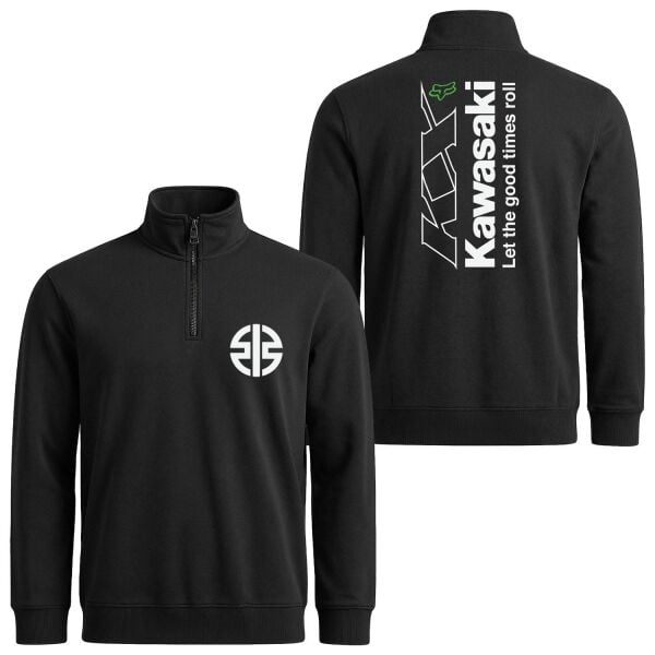 Kawasaki KX FOX Let The Good Times Roll Yarım Fermuarlı Sweatshirt S - Siyah | OUTLET