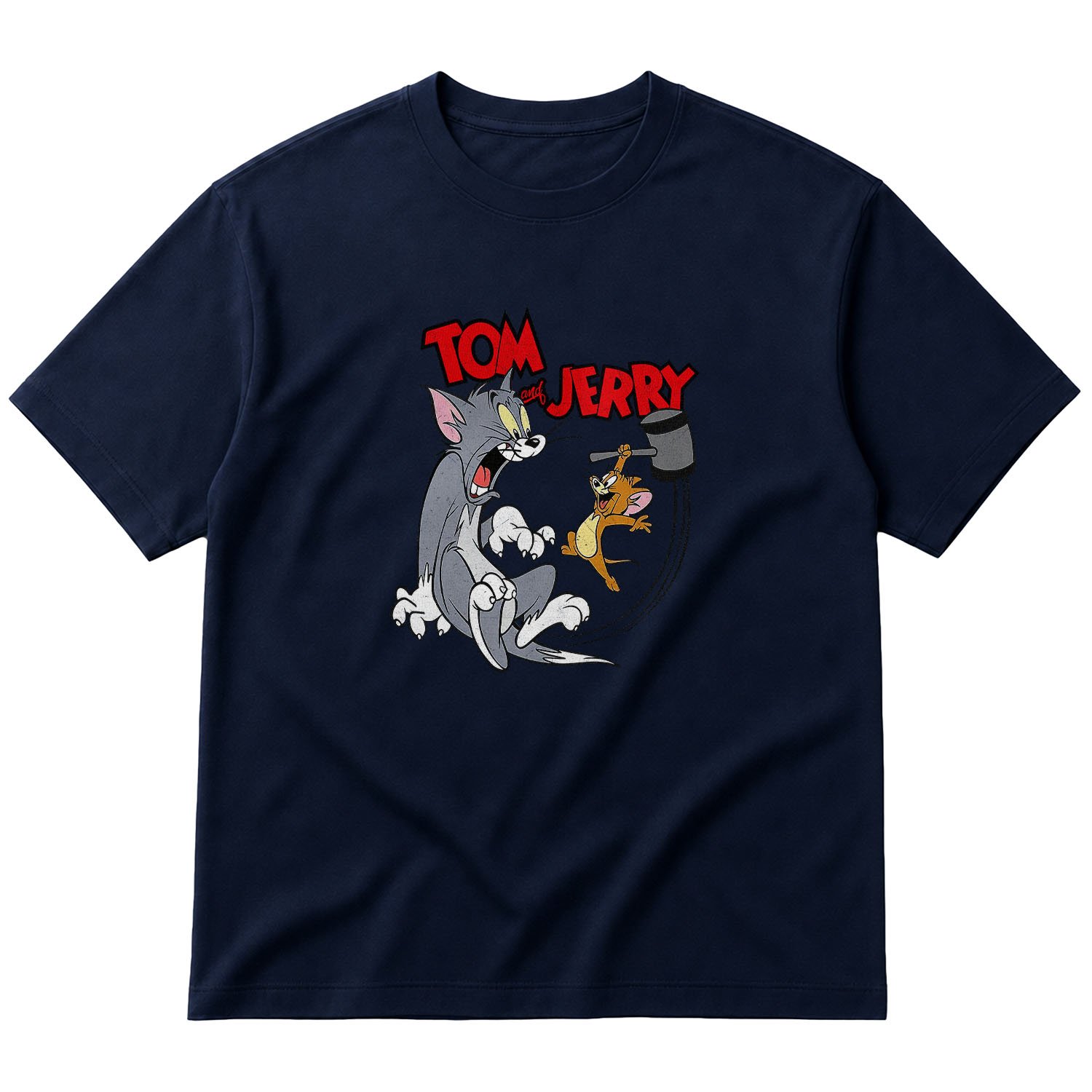 Tom And Jerry Grunge Oversize Tişört L - İndigo Mavisi
