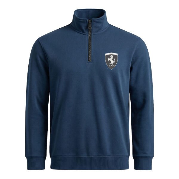 Scuderia Ferrari Muted Black Yarım Fermuarlı Sweatshirt L - İndigo Mavisi