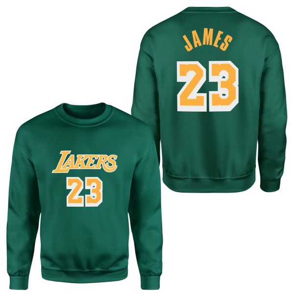 LeBron James 23 Lakers White Sweatshirt M - Nefti Yeşili